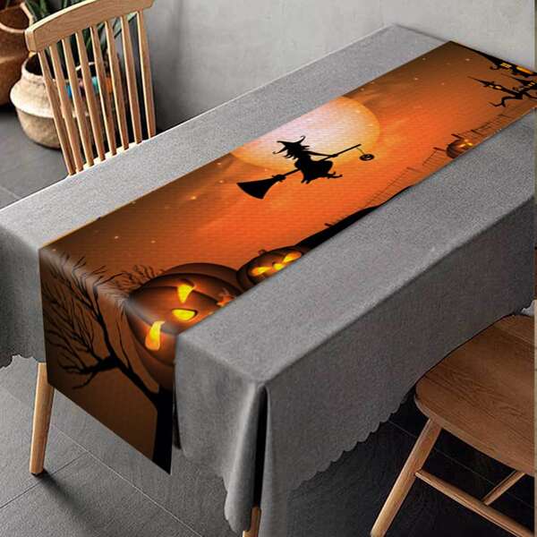 

1pc Halloween Pattern Table Runner, Multicolor