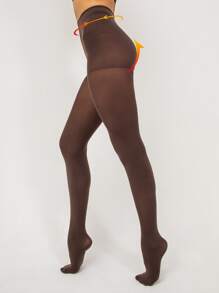 1 cặp Plain Tights - Cà phê nâu - Xem 2