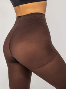 1 cặp Plain Tights - Cà phê nâu - Xem 3