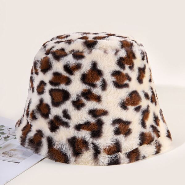 

Leopard Print Fuzzy Bucket Hat, Multicolor