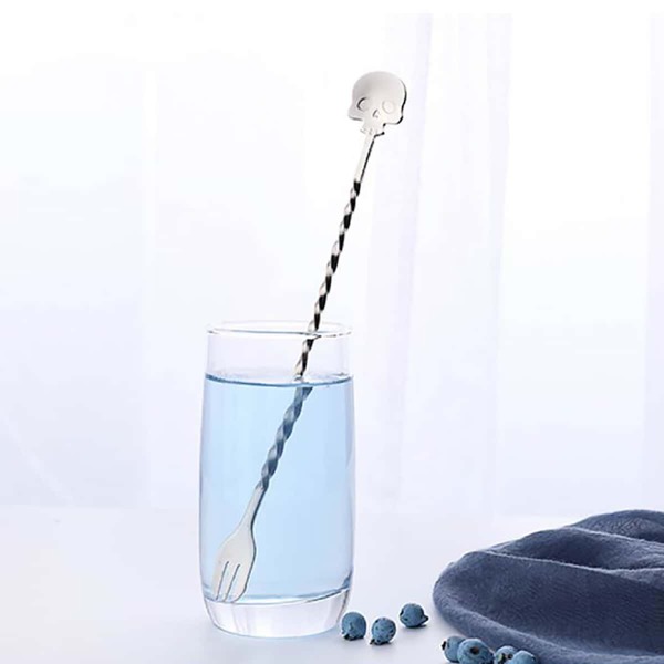 

1pc Skull Design Mixing Spoon, Silver