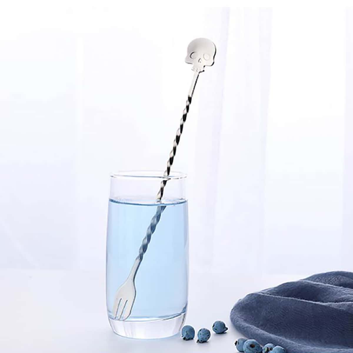 

1pc Skull Design Mixing Spoon, Silver
