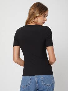 MOTF PREMIUM ÁO THUN GÂN MỎNG - màu đen - Xem 2