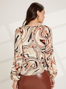 SHEIN Allover Print Cowl Neck Blouse