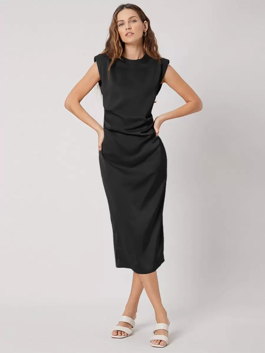 MOTF PREMIUM FITTED SHOULDER PAD DRESS - Black - View 1