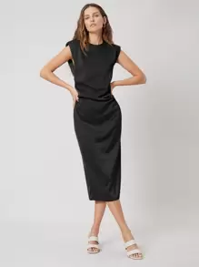 MOTF PREMIUM FITTED SHOULDER PAD DRESS - Black - View 3