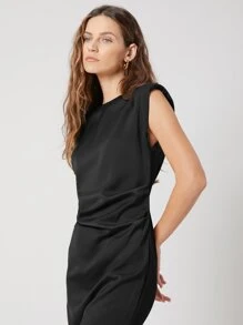 MOTF PREMIUM FITTED SHOULDER PAD DRESS - Black - View 8