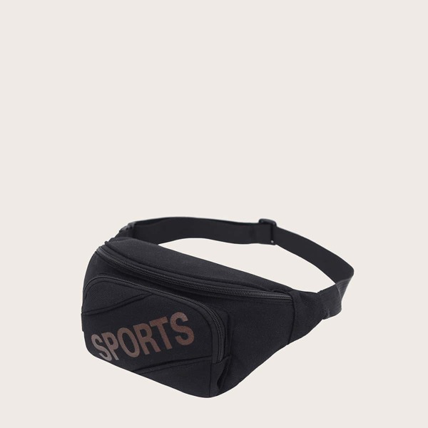

Men Letter Graphic Canvas Fanny Pack, Black