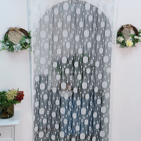 

Circle Print Single Panel Curtain, White