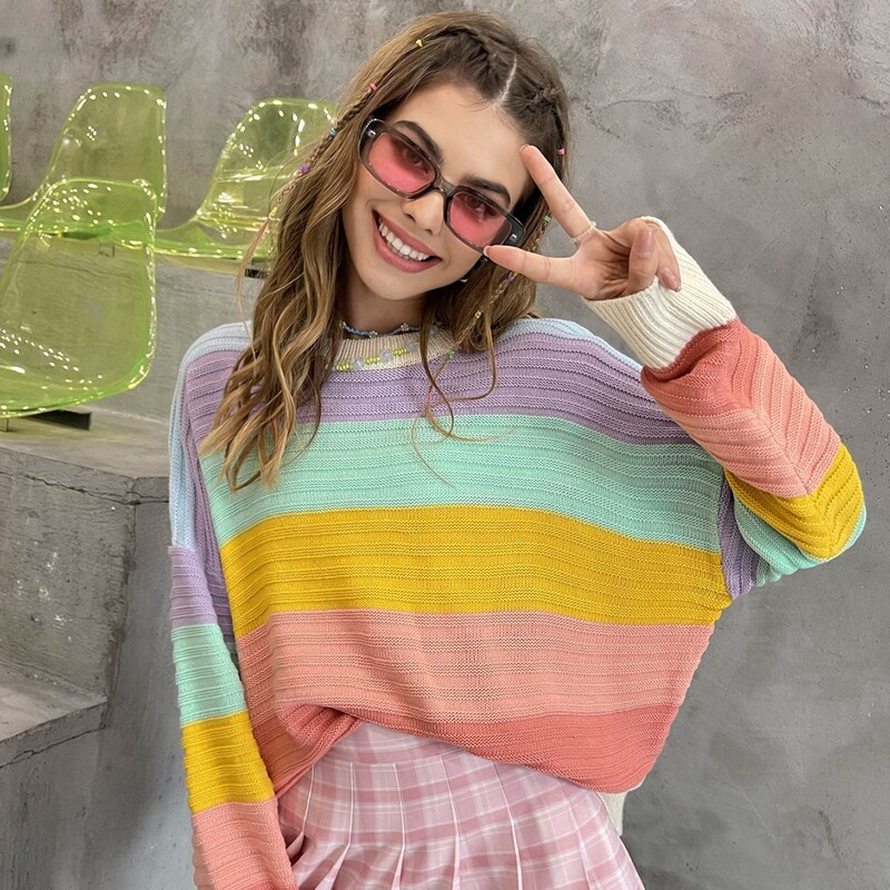 

Colorblock Drop Shoulder Sweater, Multicolor