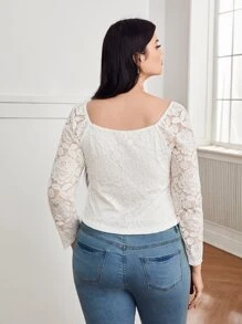 Top escote corazón con encaje - Blanco - Ver 2