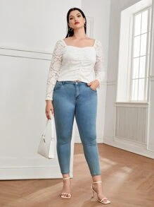 Top escote corazón con encaje - Blanco - Ver 4