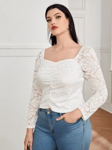 Top escote corazón con encaje - Blanco - Ver 5