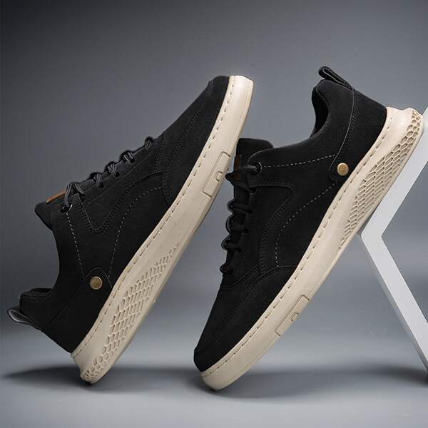 

Men Stitch Detail Lace-up Front Sneakers, Black