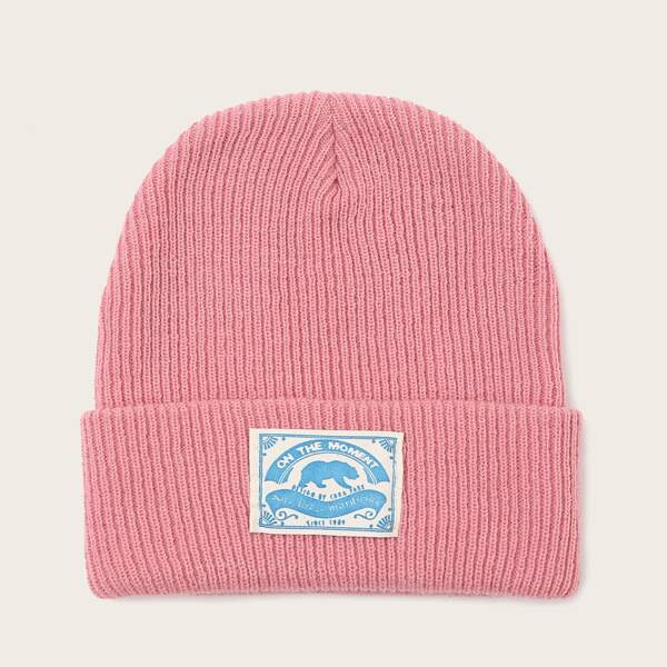 

Animal Print Label Decor Beanie, Red