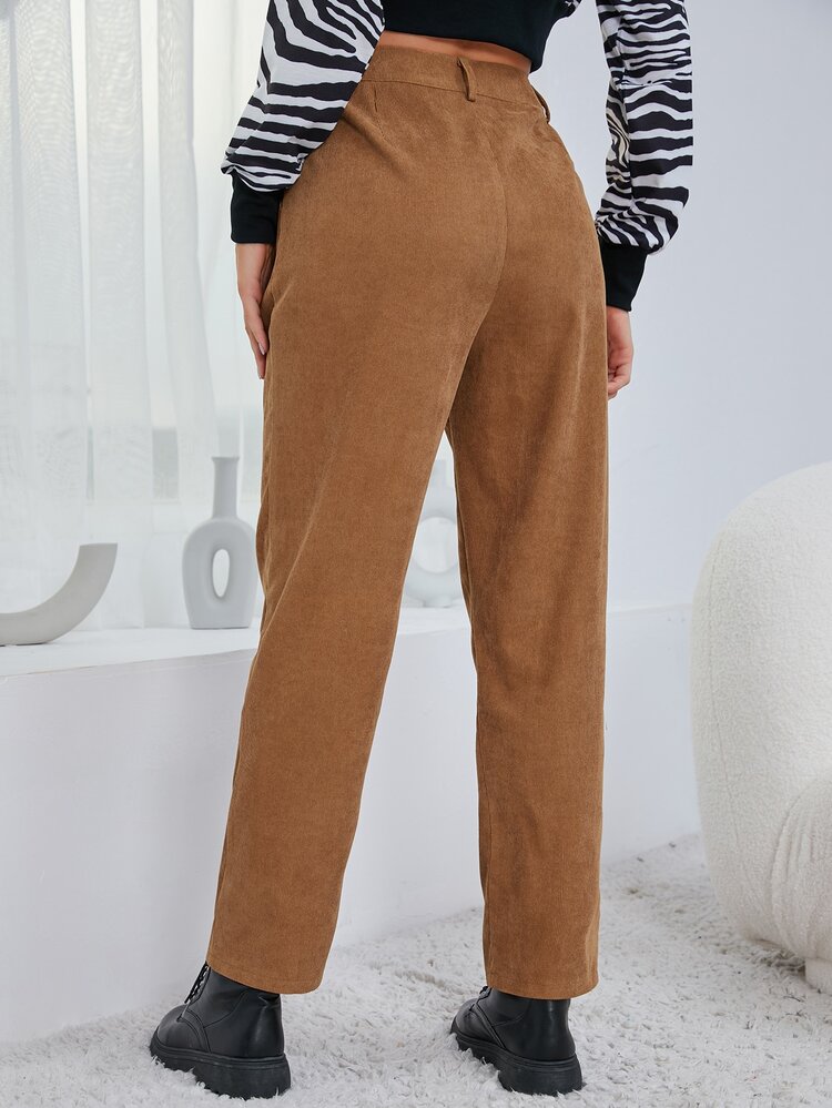 Pantalones rectos de pana - Marrón - Añade 2