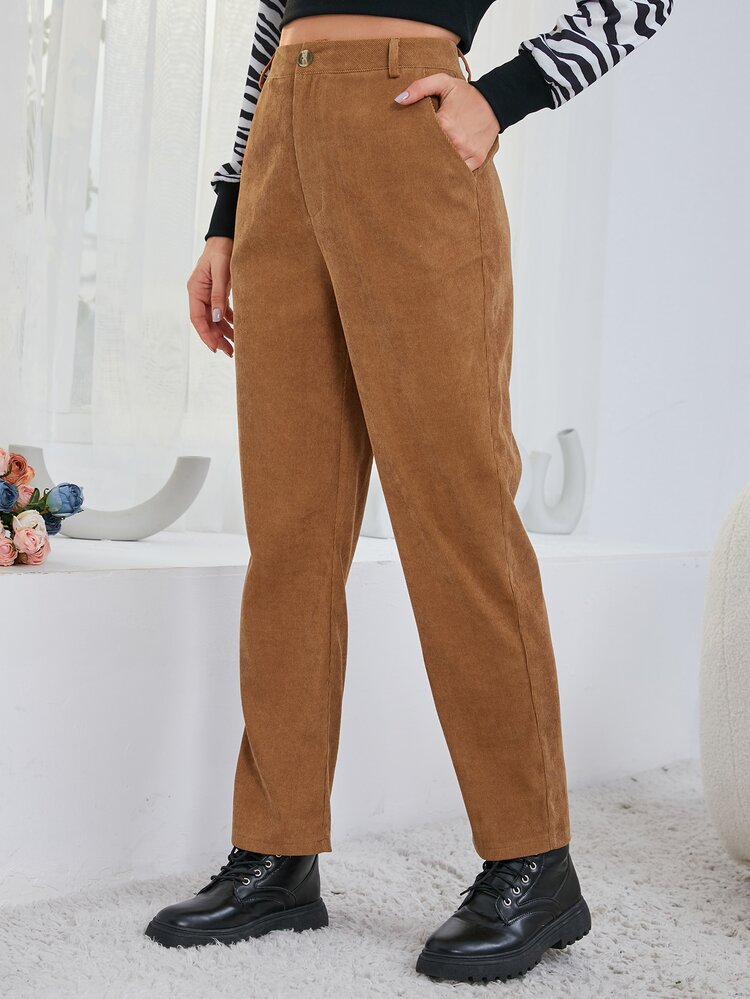 Pantalones rectos de pana - Marrón - Añade 6