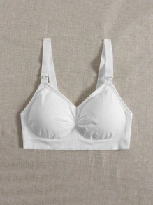 SHEIN Áo lót cho con bú có xếp nếp chắc chắn dành cho bà bầu - trắng - Xem 5