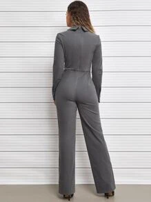 SHEIN Unity Solid Cut Out Seam Front Jumpsuit - Dark Grey - View 2