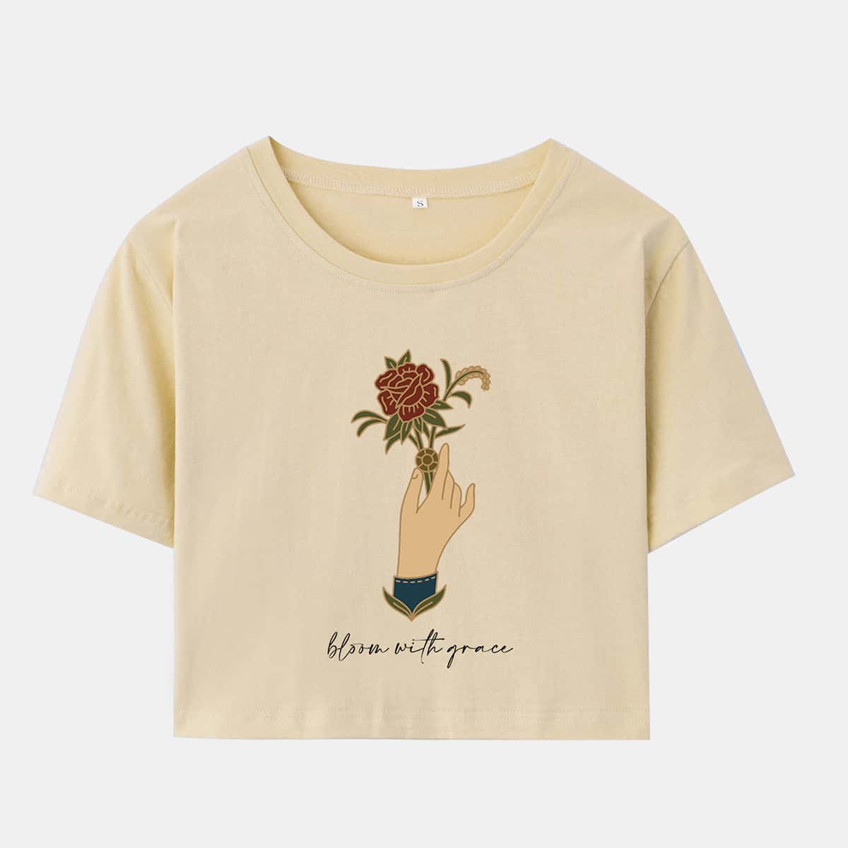 

Slogan Graphic Crop Tee, Apricot