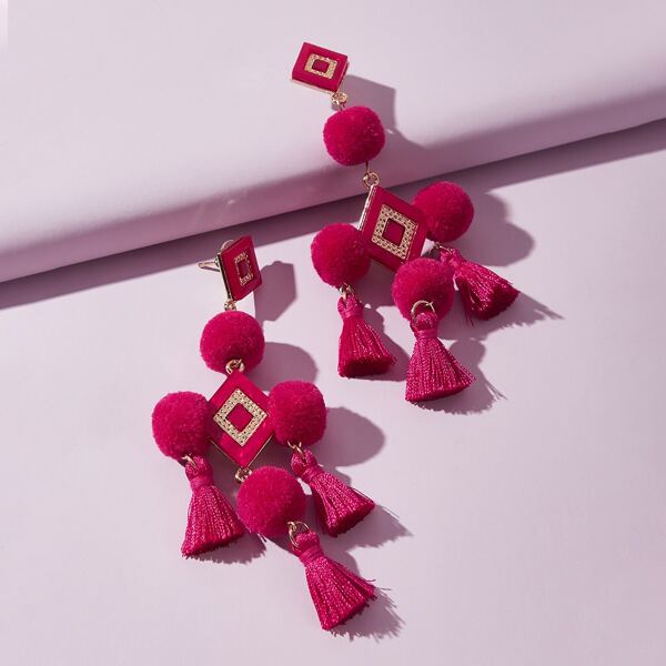 

Geometric Drop Earrings, Hot pink