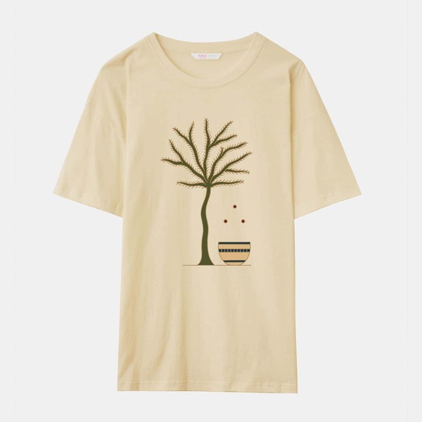 

Plants Print Tee, Apricot