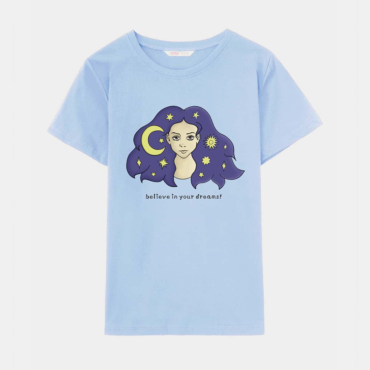 

Figure & Slogan Graphic Tee, Baby blue