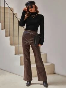 SHEIN Ribbed Knit Tie Backless Jumper - Black - View 4