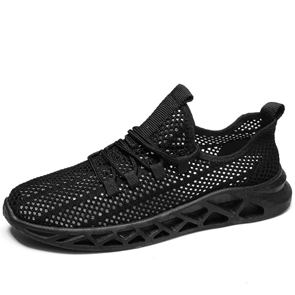 

Men Knit Detail Lace Up Design Sneakers, Black