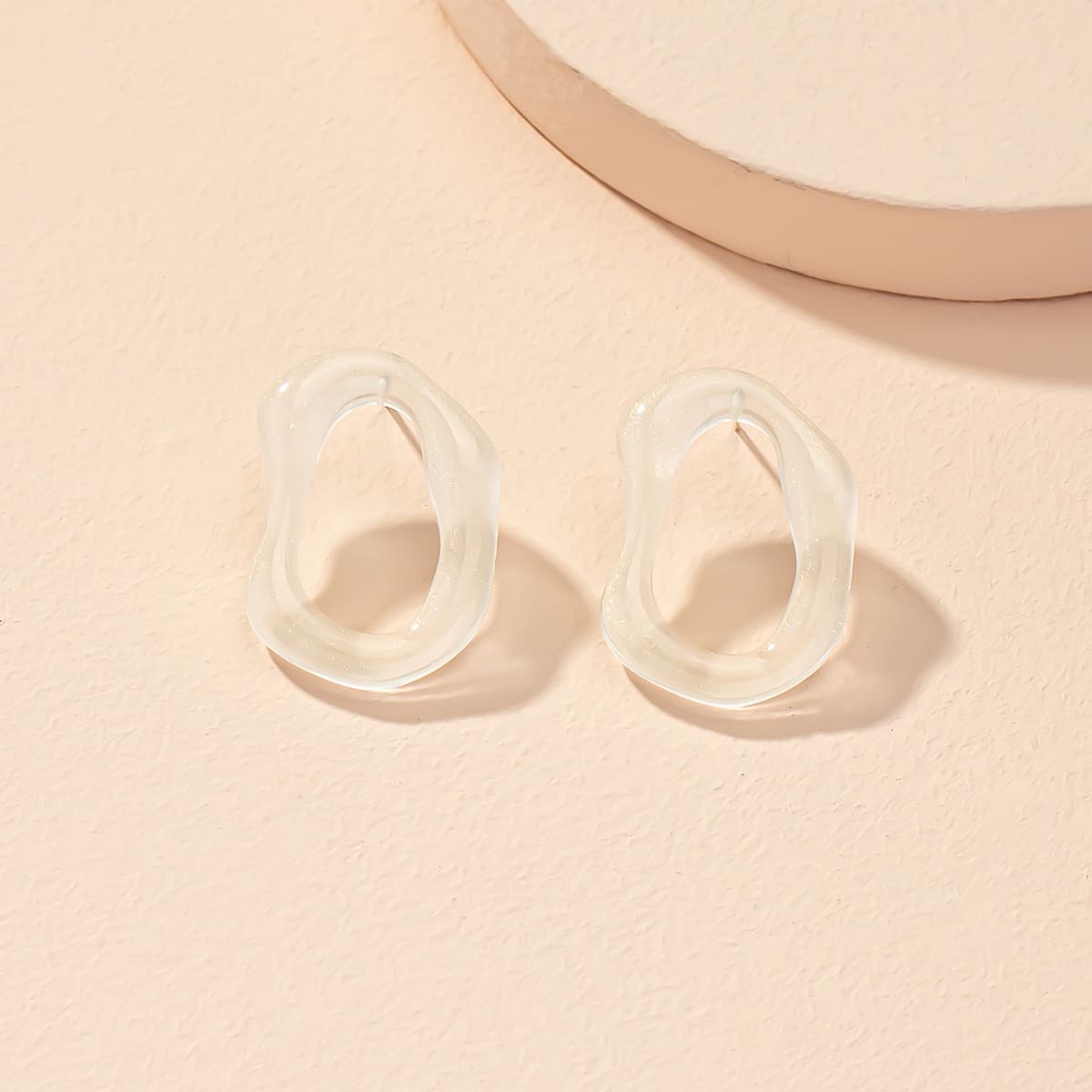 

Resin Stud Earrings, Beige