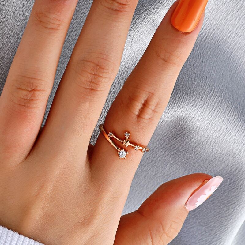 

Rhinestone Decor Cuff Ring, Gold