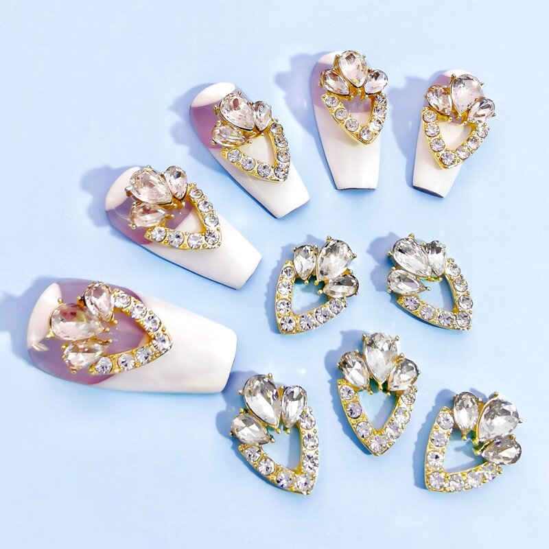 

10pcs Rhinestone Nail Art Decoration, Gold