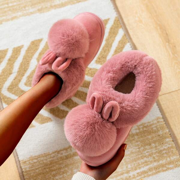 

Minimalist Pom Pom Decor Home Slippers, Pink