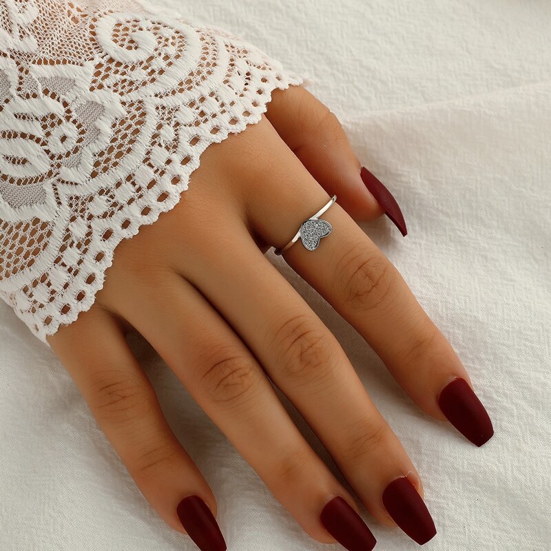 

Rhinestone Decor Cuff Ring, Silver