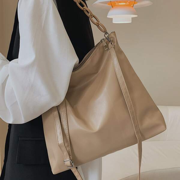 

Minimalist Large Capacity Shoulder Bag, Khaki