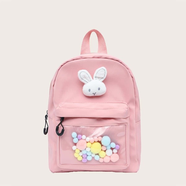 

Doll & Pom-Pom Decor Backpack, Pink