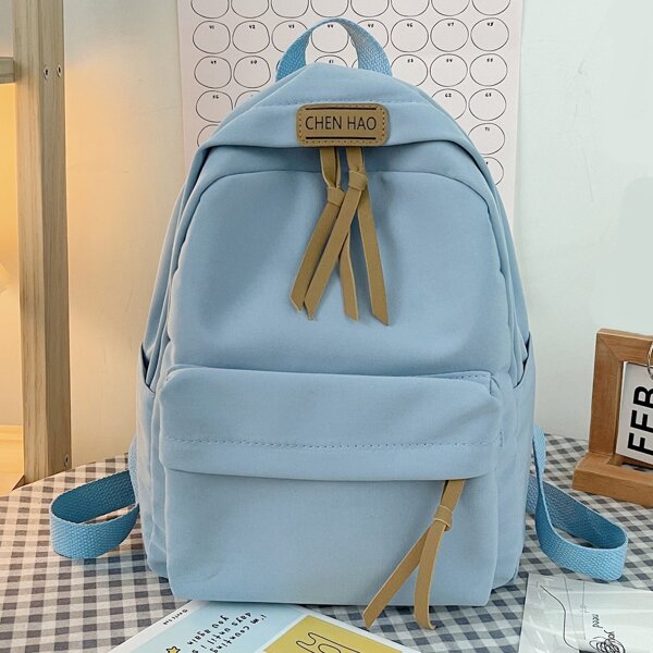 

Kids Letter Patch Canvas Backpack, Blue