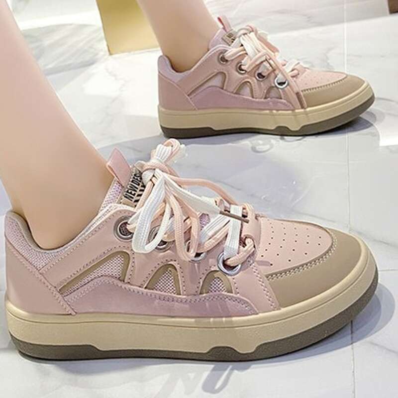 

Two Tone Lace Up Front Skate Shoes, Pink