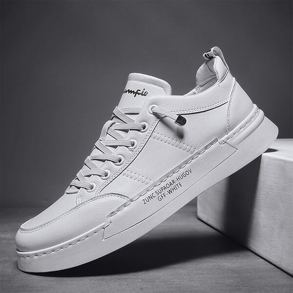 

Men Minimalist Lace Up Front Skate Shoes, White