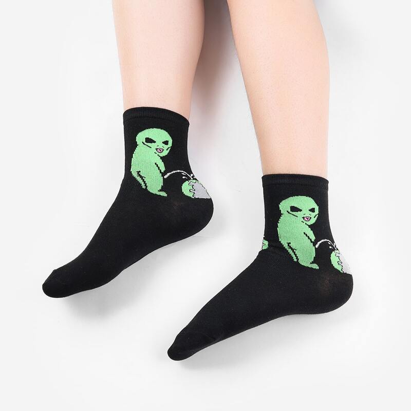 

Alien Pattern Crew Socks, Multicolor