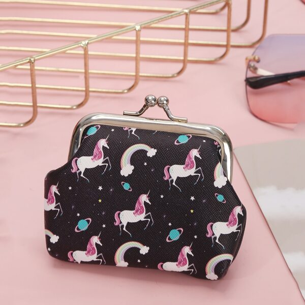 

Girls Unicorn Pattern Coin Case, Black