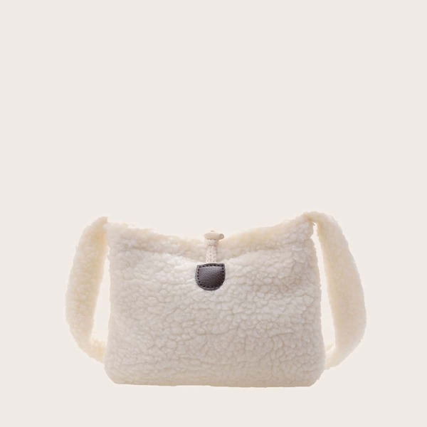 

Girls Fluffy Crossbody Bucket Bag, White