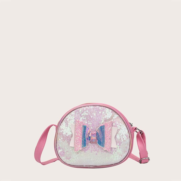 

Girls Sequin & Bow Decor Crossbody Bag, Pink