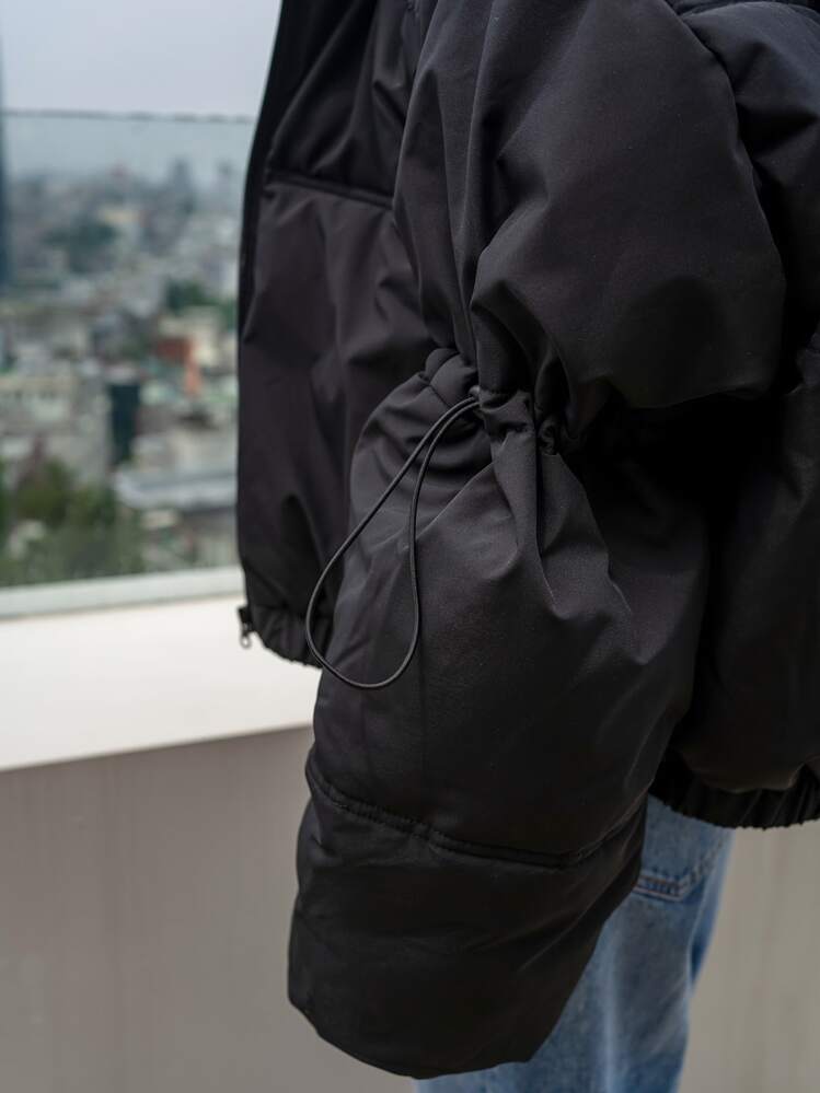 DAZY Abrigo acolchado con capucha con cremallera, chaqueta de invierno para mujer - Negro - Ver 3