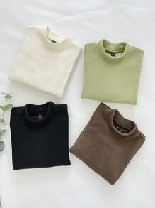 DAZY Áo thun cổ lông mùa đông - Màu be - Xem 11