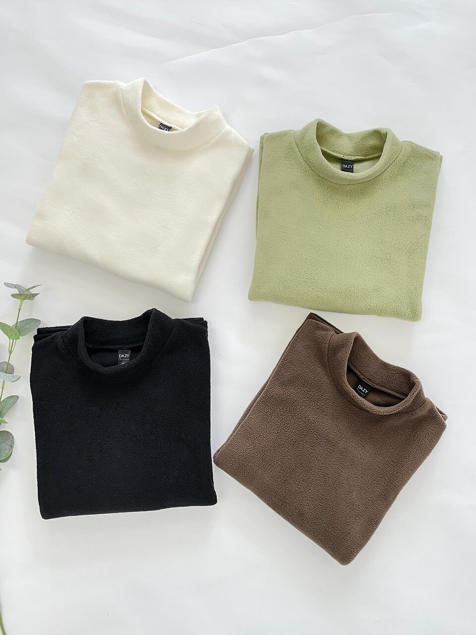 Mock Neck Fuzzy Tee Winter