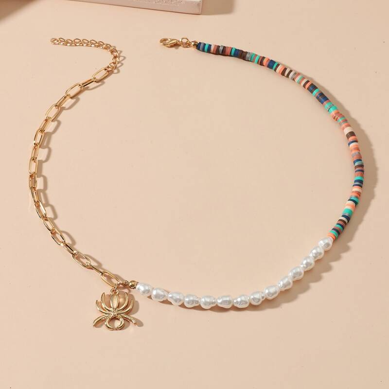 

Spider Decor Beaded Necklace, Multicolor