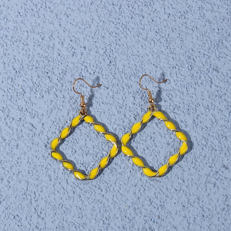 

Square Drop Earrings, Yellow