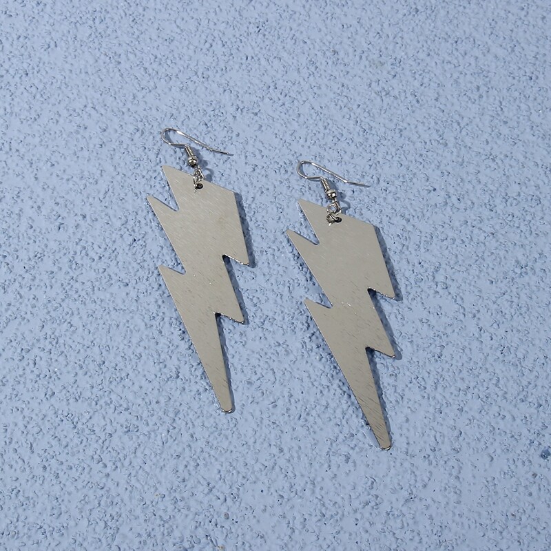 

Lightning Drop Earrings, Silver