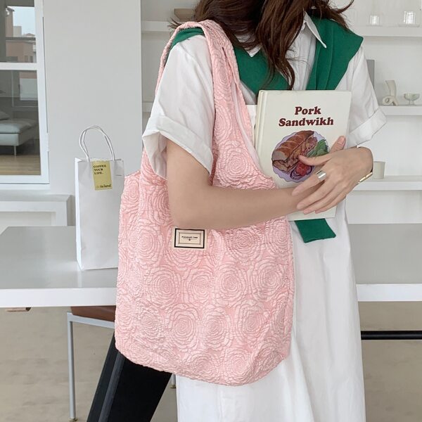 

Letter Patch Floral Pattern Shopper Bag, Pink